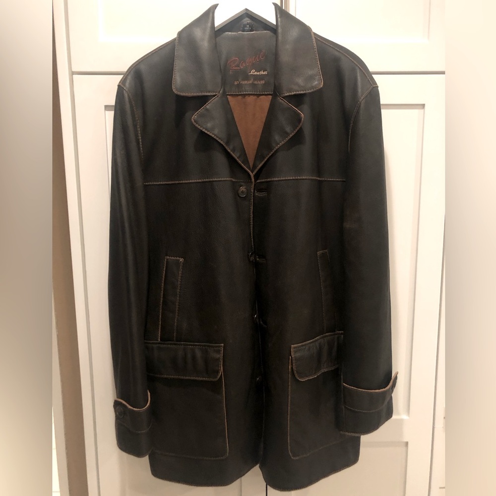 RARE Rogue Leather Car Jacket by Reilly Olmes Chocolate Color Men’s Size M